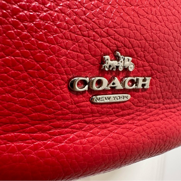 Coach Elle structured hobo bag in red pebbled leather with silver-tone hardware - Picture 8 of 12